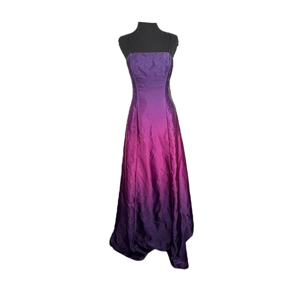 Morgan And Co‎ Vintage Maxi Dark Purple Prom Ombré Tie Back Dress Sz 9/10 READ